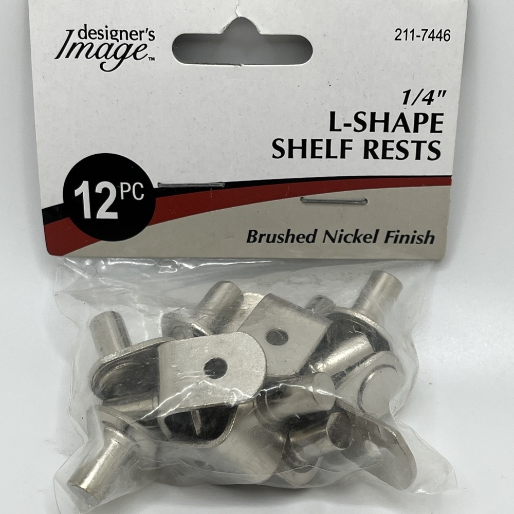 36 pcs 1/4" Brushed Nickel Finish L Shaped Shelf Rests Cabinet Support Pin Peg